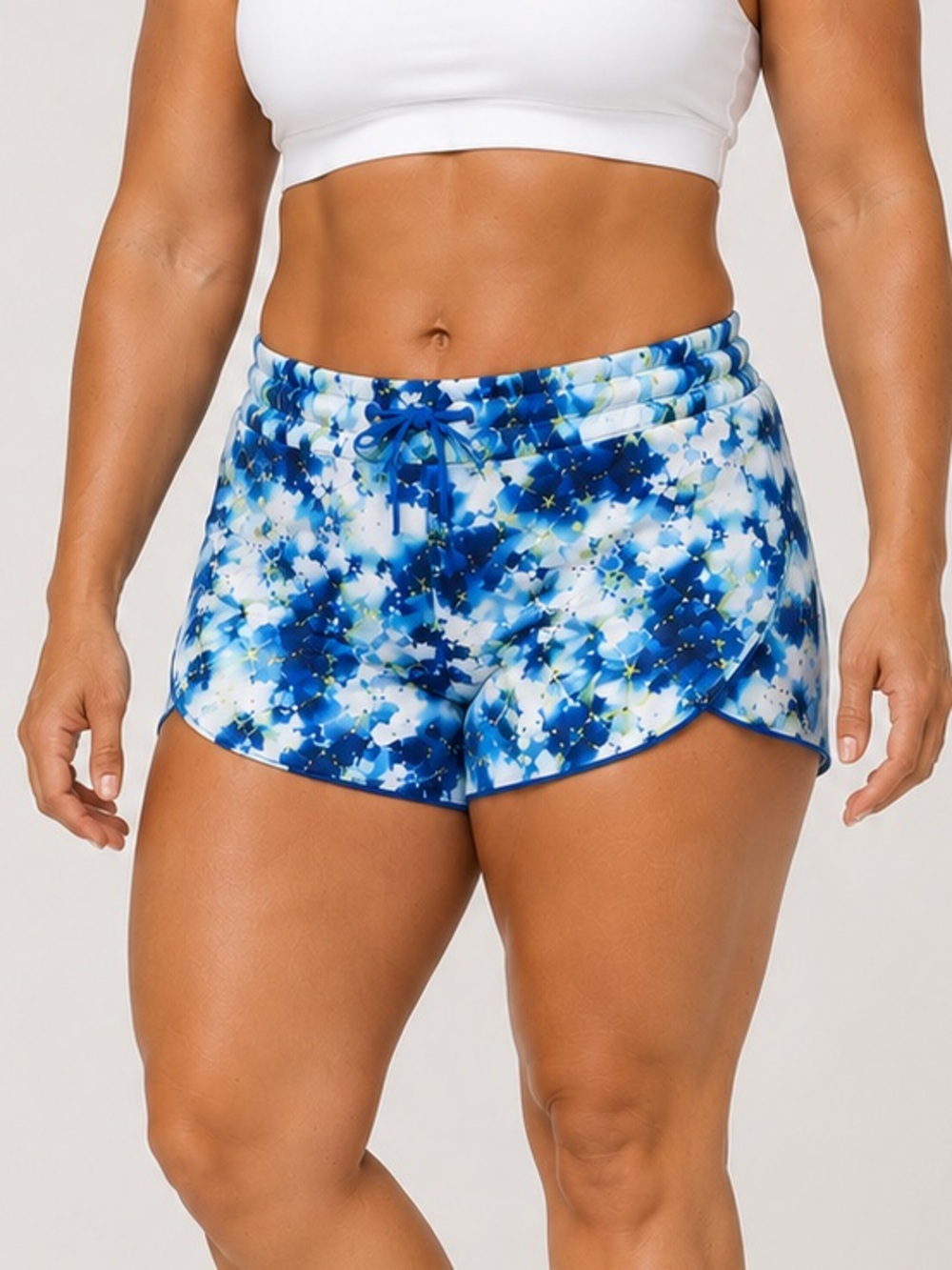 Athleta Abstract Tie-Dye Swim Shorts Cover-Up | Blue Aqua | Size L